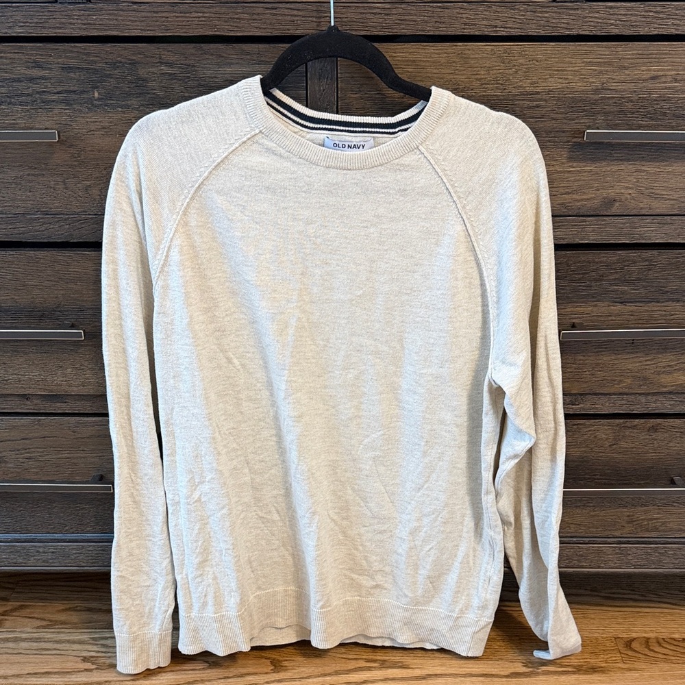 Old Navy Men's Light Beige Crewneck Sweater